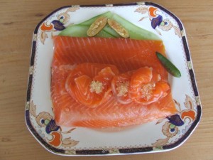 Ocean trout cured with an orange puree